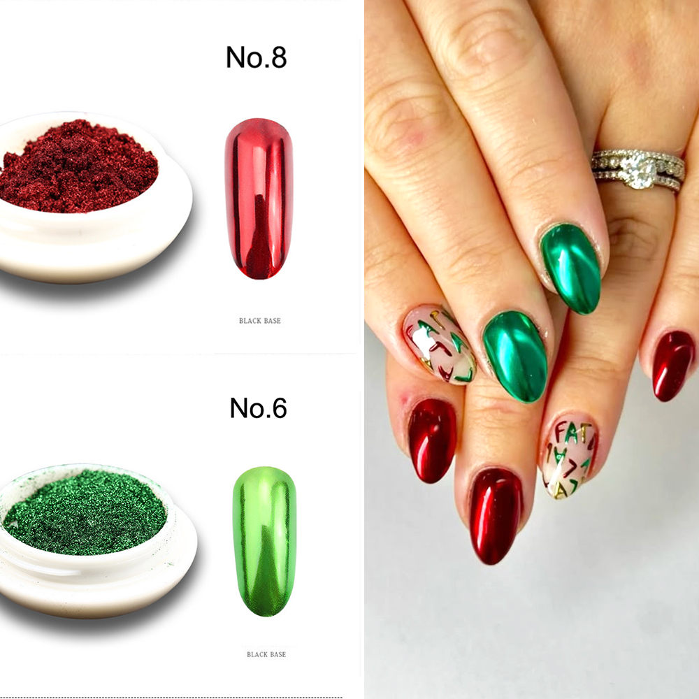 2BOX/Set Red Green Chrome Mirr - Mica Powder Colorant 评论和价格